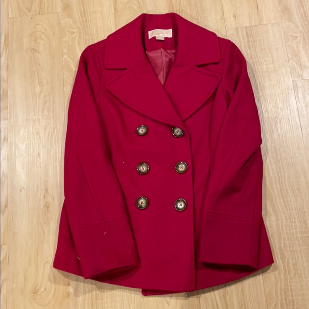 Red Michael Kors pea coat